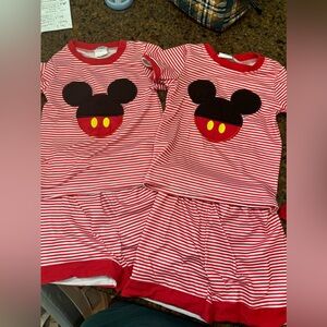2 Mickey Mouse sets. 24 months fits 2T. Work once.